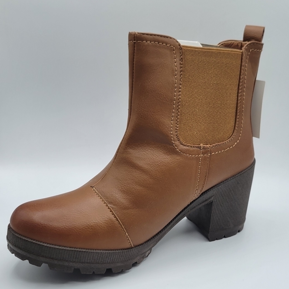 Bella Marie Tennessee Chunky Heel Ankle Boots Tan Brown 8.5